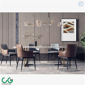 3d model of modern light luxury dining table and chairs